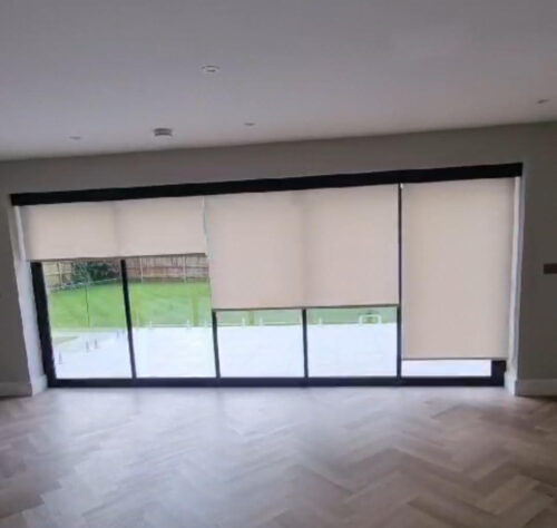 Electric Blinds for Bifold Doors in North London, blinds here are set at different heights