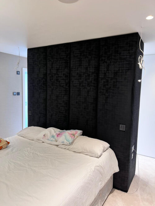 Headboard as Room Divider - with electrical sockets