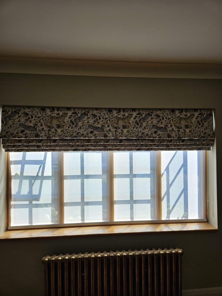 Roman Blind fitted inside window recess in London