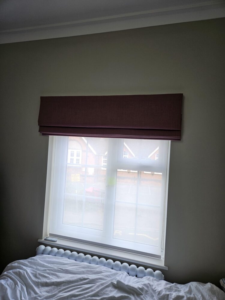 Bedroom Roman Blind Fitted outside the recess in Central London