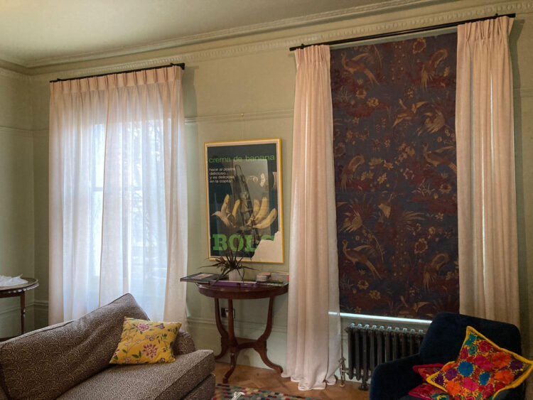 Roman Blinds installed in East London, with curtain poles and curtains 2